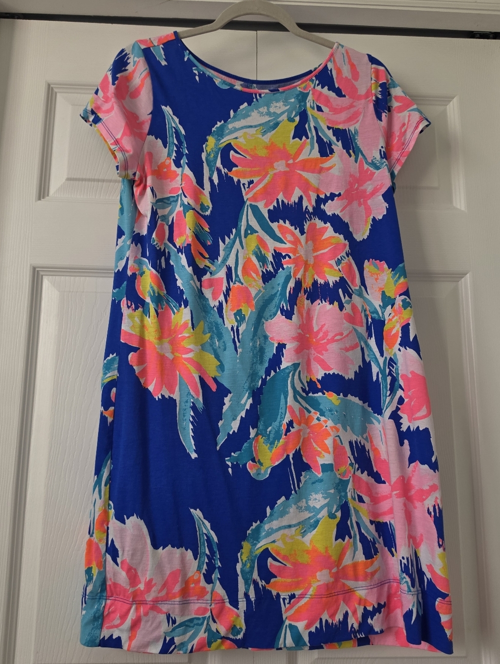 Lilly Pulitzer Royal Blue Floral Shift Dress with Pink & Teal